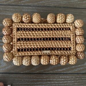 Cult Gaia Eos Brown Rattan Clutch